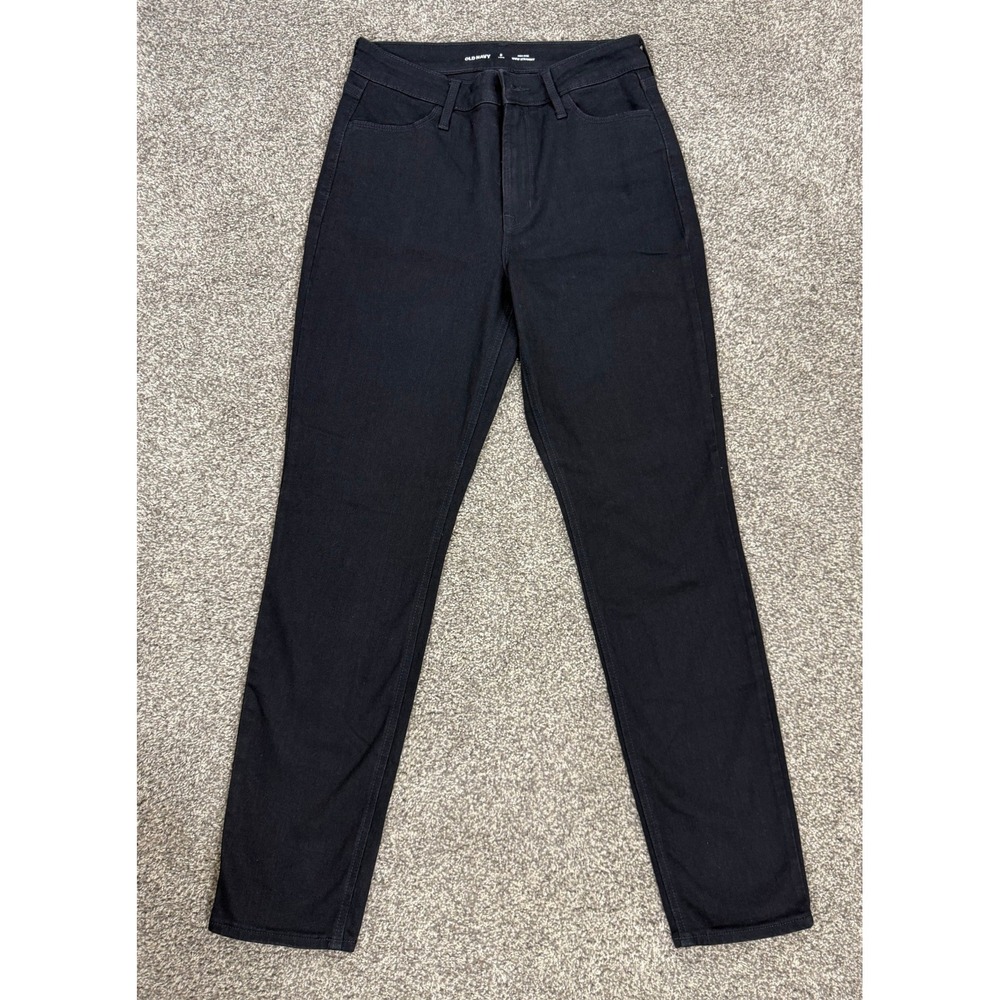 Old Navy Wow Straight Jeans Womens 8 Long High Rise Black Denim Pants Capsule